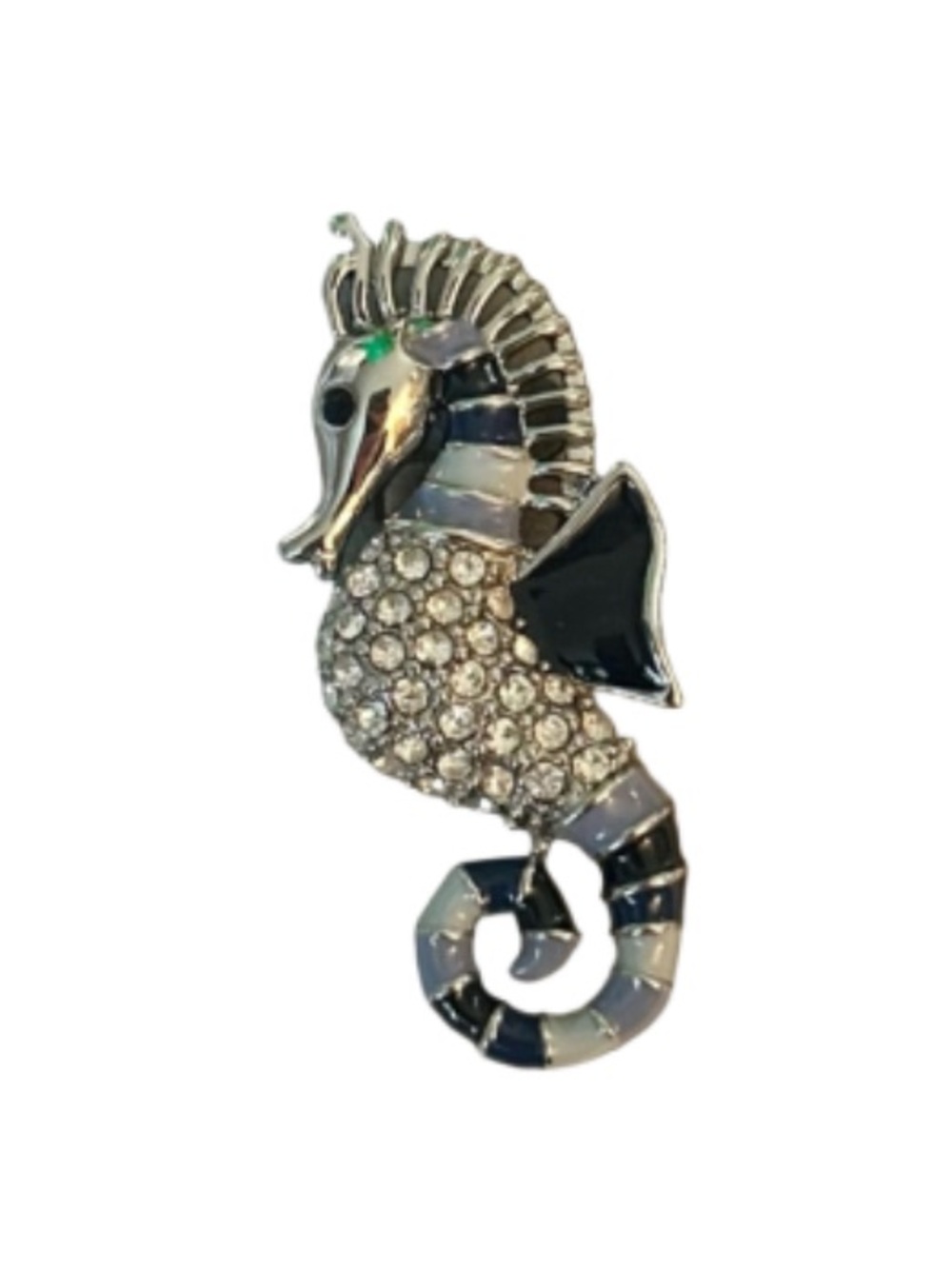 Talbots Silver-Tone Seahorse Brooch with Black & Gray Enamel